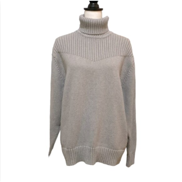 Vintage Modern Images Turtle Neck Sweater Womens Large Chunky Knit Ribbed - Picture 1 of 12